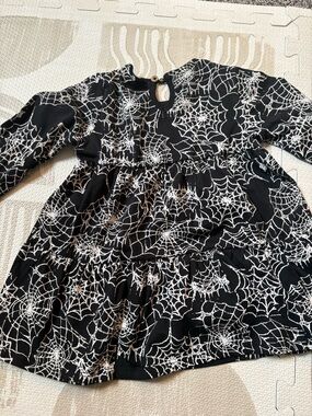 Burt's Bees Black Dress with White Spiderweb Print